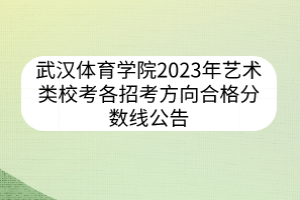 武汉体育学院2023年艺术类校考各招考方向合格分数线公告