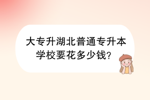 大专升湖北普通专升本学校要花多少钱？