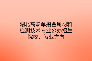 湖北高职单招金属材料检测技术专业公办招生院校、就业方向