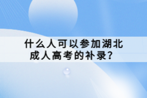 什么人可以参加湖北成人高考的补录？