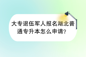 大专退伍军人报名湖北普通专升本怎么申请？