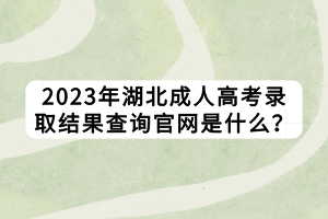 2023年湖北成人高考录取结果查询官网是什么？