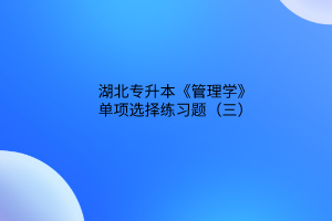 2023湖北专升本《管理学》单项选择练习题（三）