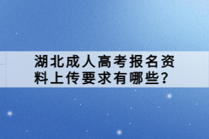 湖北成人高考报名资料上传要求有哪些？