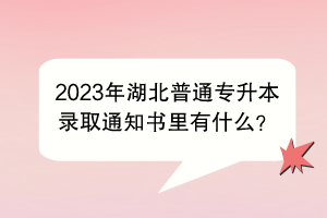 2023年湖北普通专升本录取通知书里有什么？