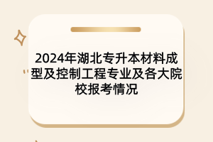2024年湖北专升本材料成型及控制工程专业及各大院校报考情况