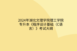 2024年湖北文理学院理工学院专升本《程序设计基础（C语言）》考试大纲