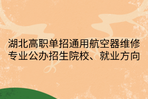 湖北高职单招通用航空器维修专业公办招生院校、就业方向