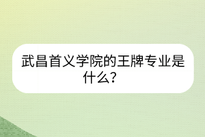 武昌首义学院的王牌专业是什么？