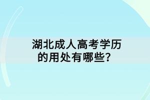 湖北成人高考学历的用处有哪些？