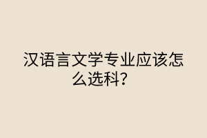 汉语言文学专业应该怎么选科？