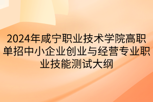 2024年咸宁职业技术学院高职单招中小企业创业与经营专业职业技能测试大纲