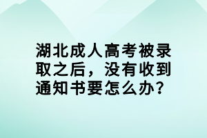 湖北成人高考被录取之后，没有收到通知书要怎么办？