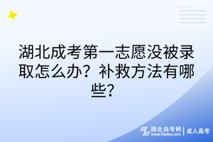 湖北成考第一志愿没被录取怎么办？补救方法有哪些？