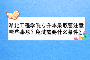湖北工程学院专升本录取要注意哪些事项？免试需要什么条件？