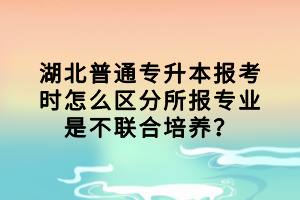 湖北普通专升本报考时怎么区分所报专业是不联合培养？