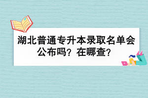 湖北普通专升本录取名单会公布吗？在哪查？