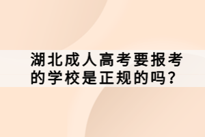 湖北成人高考要报考的学校是正规的吗？