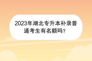 2023年湖北专升本补录普通考生有名额吗？