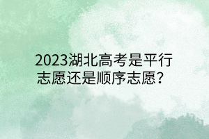 2023湖北高考是平行志愿还是顺序志愿？