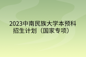 2023中南民族大学本预科招生计划（国家专项）