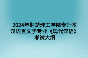 2024年荆楚理工学院专升本汉语言文学专业《现代汉语》考试大纲