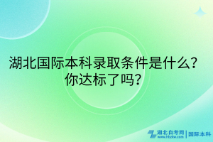 湖北国际本科录取条件是什么？你达标了吗？