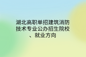 湖北高职单招建筑消防技术专业公办招生院校、就业方向