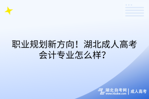 职业规划新方向！湖北成人高考会计专业怎么样？