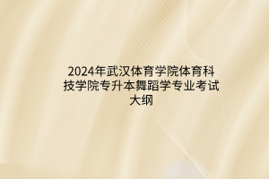 2024年武汉体育学院体育科技学院专升本舞蹈学专业考试大纲