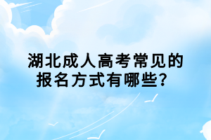 湖北成人高考常见的报名方式有哪些？