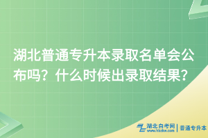 湖北普通专升本录取名单会公布吗？什么时候出录取结果？