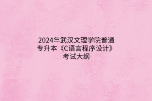 2024年武汉文理学院普通专升本《C语言程序设计》考试大纲