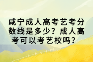 咸宁成人高考艺考分数线是多少？成人高考可以考艺校吗？ 