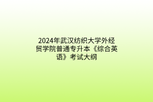 2024年武汉纺织大学外经贸学院普通专升本《综合英语》考试大纲