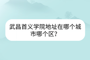 武昌首义学院地址在哪个城市哪个区？