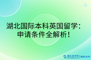 湖北国际本科英国留学：申请条件全解析！