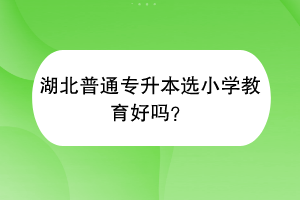 湖北普通专升本选小学教育好吗？