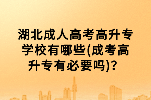 湖北成人高考高升专学校有哪些(成考高升专有必要吗)？
