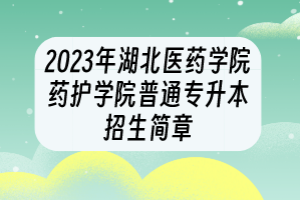 2023年湖北医药学院药护学院普通专升本招生简章