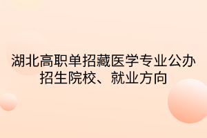 湖北高职单招藏医学专业公办招生院校、就业方向