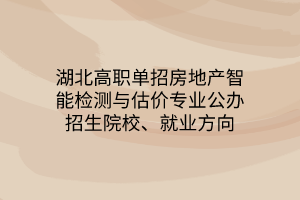 湖北高职单招房地产智能检测与估价专业公办招生院校、就业方向