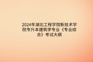 2024年湖北工程学院新技术学院专升本建筑学专业《专业综合》考试大纲