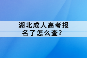 湖北成人高考报名了怎么查？