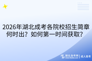2026年湖北成考各院校招生简章何时出？如何第一时间获取？