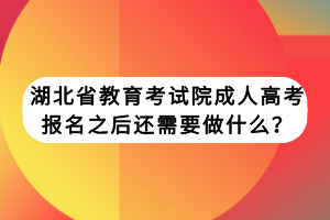 湖北省教育考试院成人高考报名之后还需要做什么？