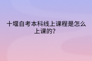 十堰自考本科线上课程是怎么上课的？