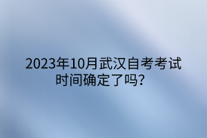 2023年10月武汉自考考试时间确定了吗？