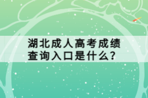 湖北成人高考成绩查询入口是什么？