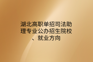 湖北高职单招司法助理专业公办招生院校、就业方向